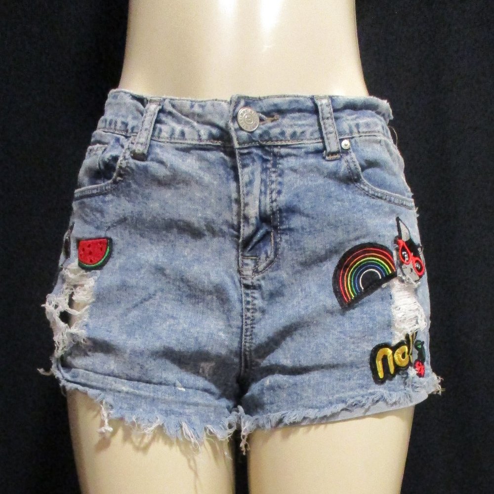 Hot Kiss Distressed Blue Jeans Cut Off Shorts -- Final Price - Picture 2 of 9